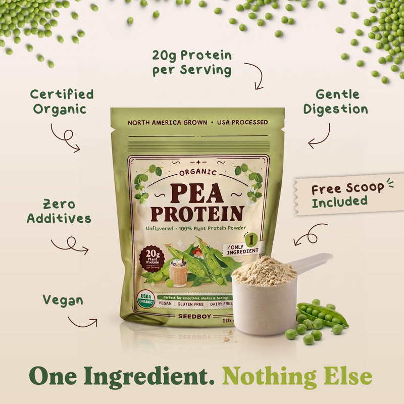 Organic Pea Protein Powder, 20g Protein, Unflavored, 1 lb