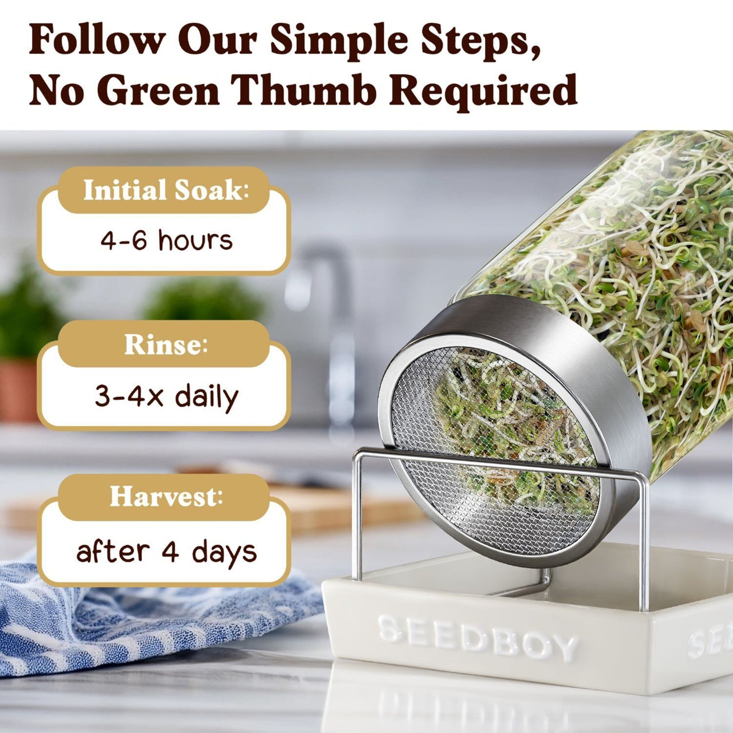 Fenugreek Sprouting Seeds, Organic & Non-GMO – 8 oz Bag