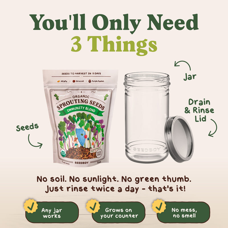 Immunity Blend Sprouting Seeds, Organic & Non-GMO - 8 oz Bag