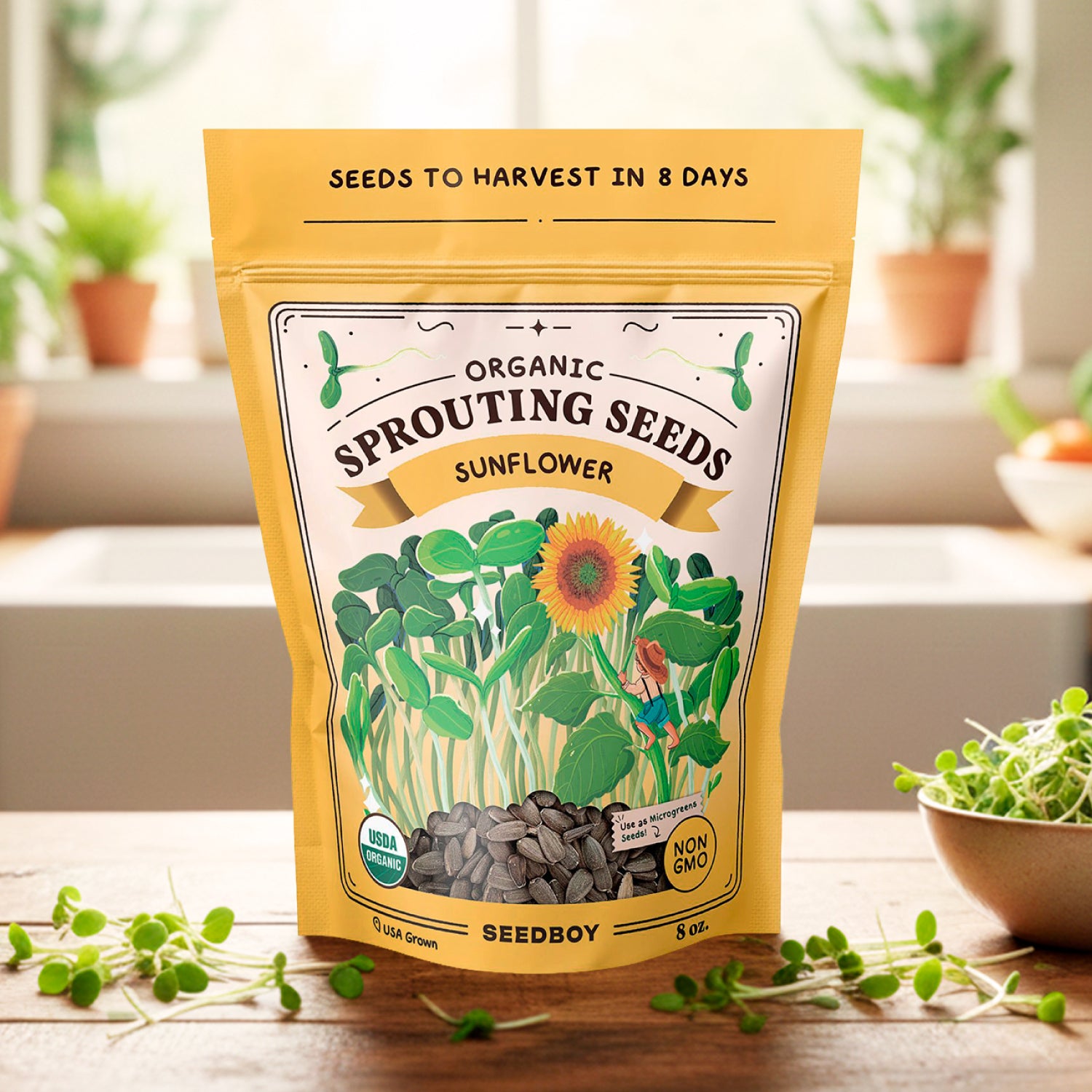 organic sunflower seeds to plant Organic Sunflower Microgreens Seeds — 8 oz | Complete Plant Protein