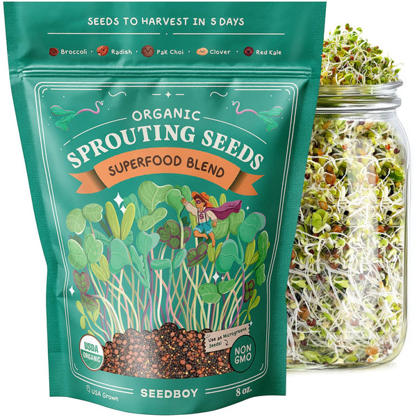 Superfood Blend Sprouting Seeds, Organic & Non-GMO – 8 oz Bag