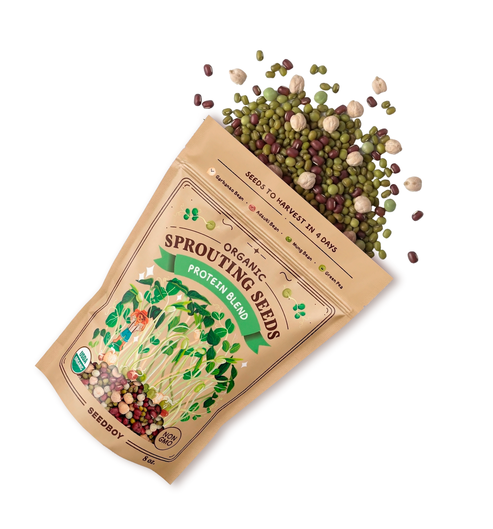 Protein Blend Sprouting Seeds, Organic & Non-GMO - 8 oz Bag