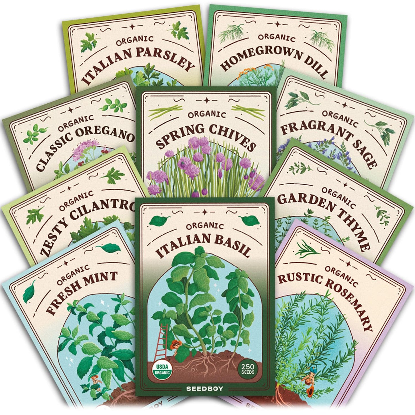 Ten Organic Non-GMO Herb Seed Variety Pack