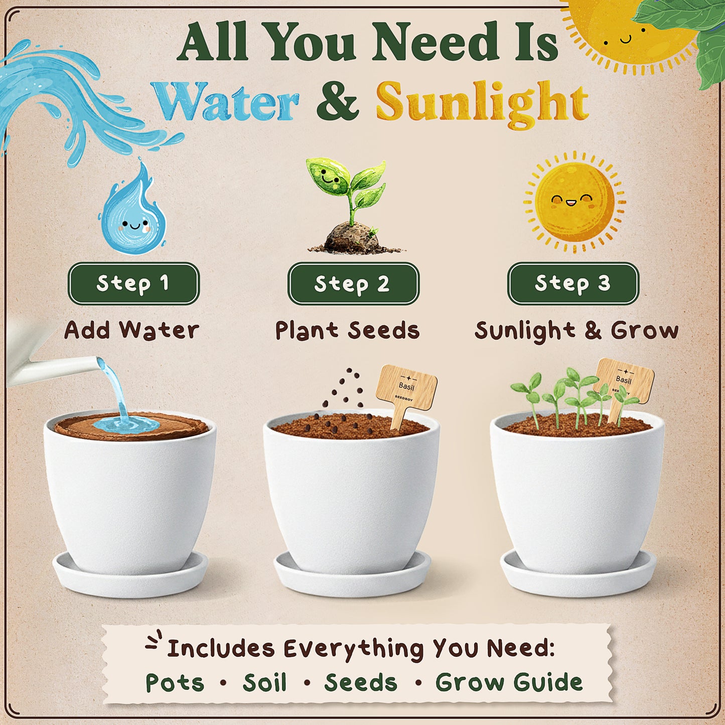 Premium 10-Herb Garden Kit, Organic Non GMO Seeds - All-in-One Indoor Herb Growing Set