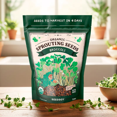 Broccoli Sprouting Seeds, Organic & Non-GMO - 8 oz Bag