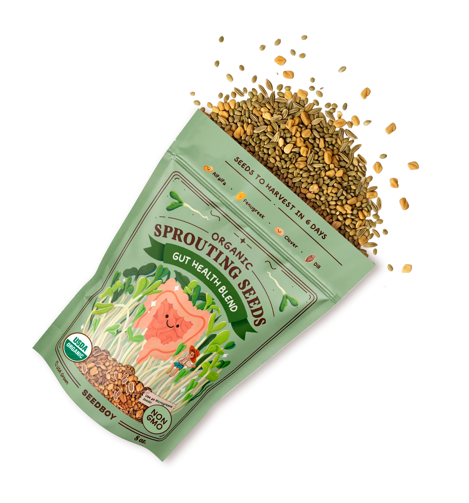Gut Health Blend Sprouting Seeds, Organic & Non-GMO - 8 oz Bag