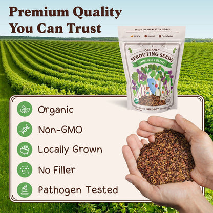 Immunity Blend Sprouting Seeds, Organic & Non-GMO  – 8 oz Bag