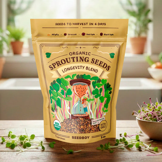 Longevity Blend Sprouting Seeds, Organic & Non-GMO - 8 oz Bag