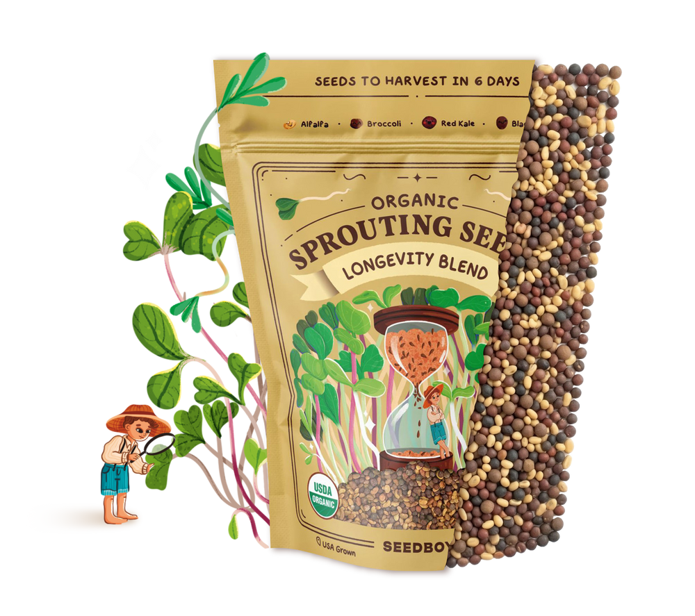 Longevity Blend Sprouting Seeds, Organic & Non-GMO - 8 oz Bag
