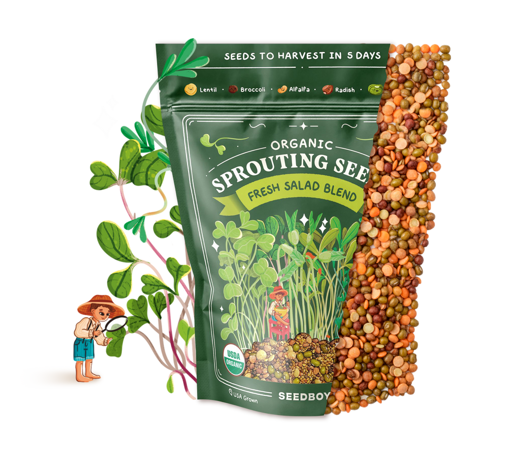 Fresh Salad Blend Sprouting Seeds, Organic & Non-GMO - 8 oz Bag