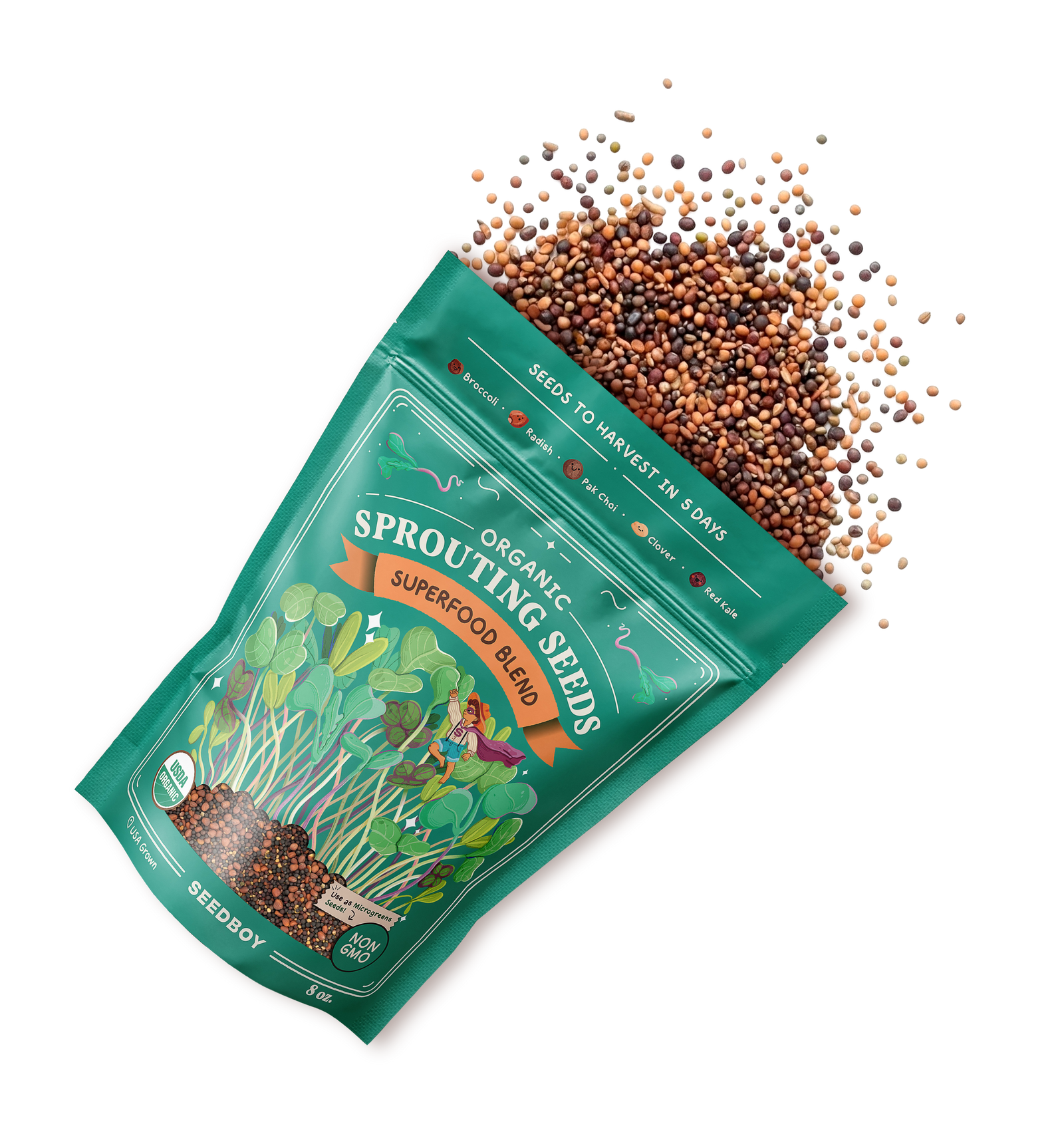Superfood Blend Sprouting Seeds, Organic & Non-GMO - 8 oz Bag