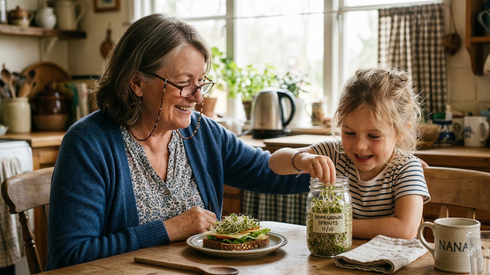 Kids growing sprouts