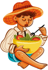 Seedboy eating fresh sprouts